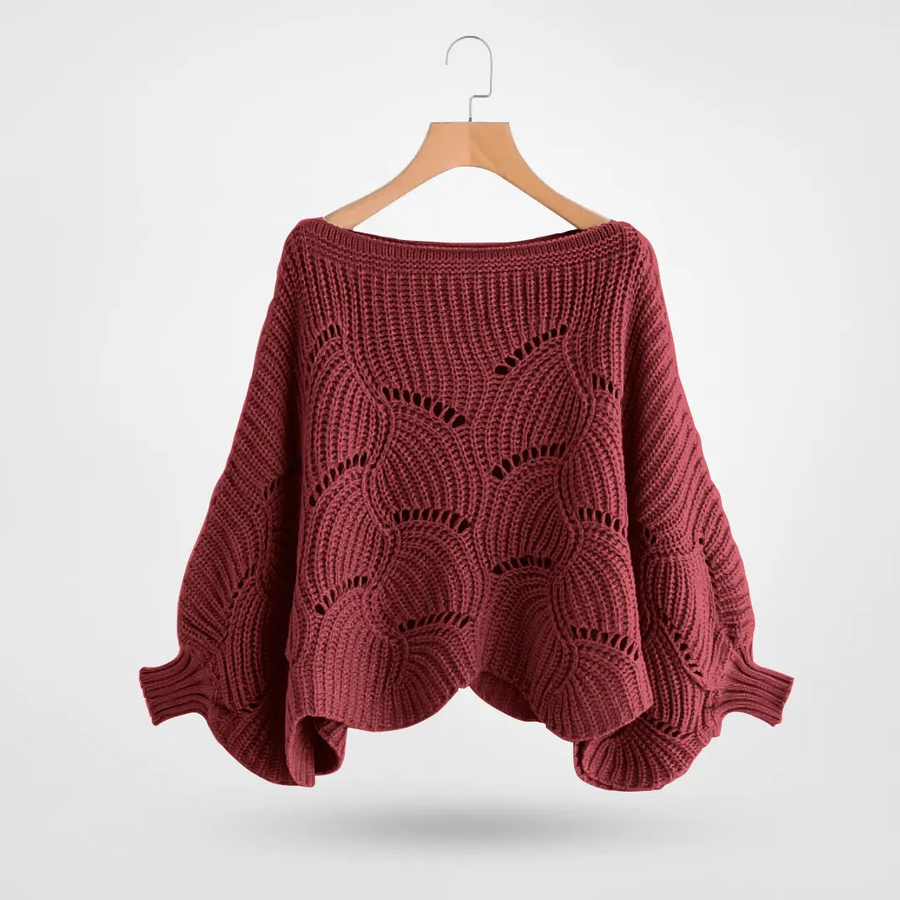 Kuschelige Strick-Schulterdecke für den Winter – Eleganter Umhang mit Fledermausärmeln für ein modernes Outfit