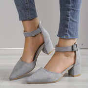 Heidi-Mode | Damen Sandalen mit Blockabsatz Schnürung, mit Knöchelriemen, Elegant