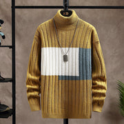 Antoine - Zweifarbiger, gerippter Rollkragenpullover für Herren