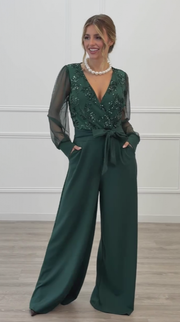 Meira - Overall Mit Langen Ärmeln Und Verzierungen Aus Mesh