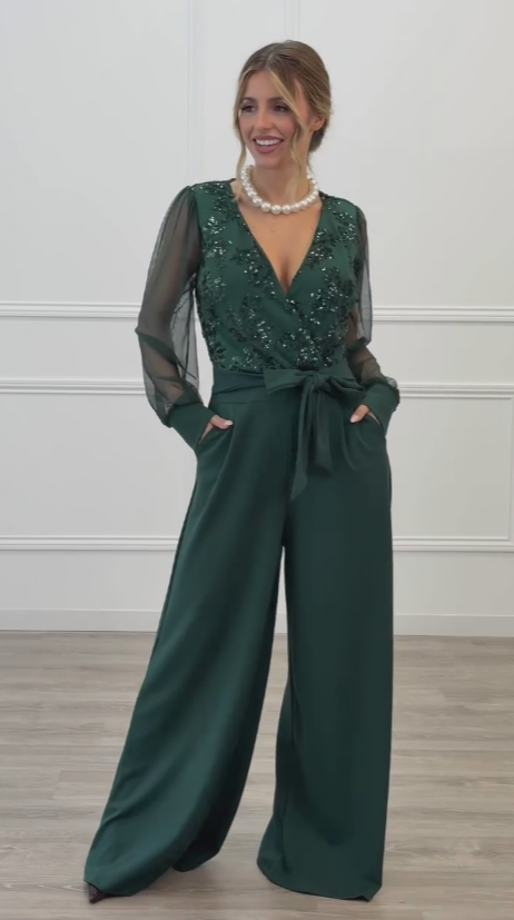 Meira - Overall Mit Langen Ärmeln Und Verzierungen Aus Mesh