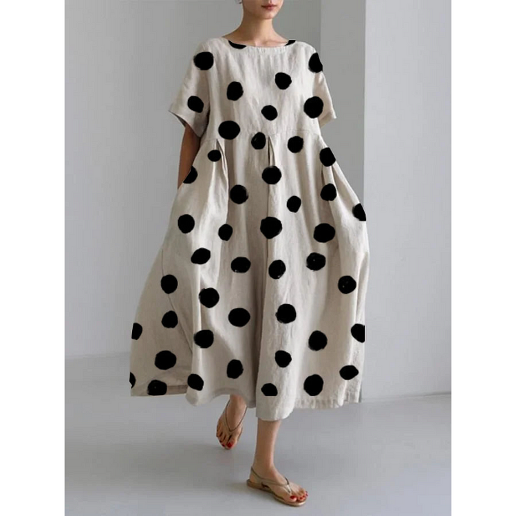 VALENTINA | Langes Casual-Kleid mit ikonischen Punkten und Bewegungsfreiheit für Sommertage