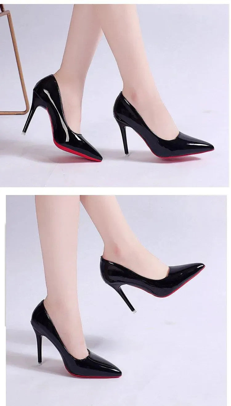 Damen Glänzende Leder High Heel Stilettos – Elegante Abend-Pumps