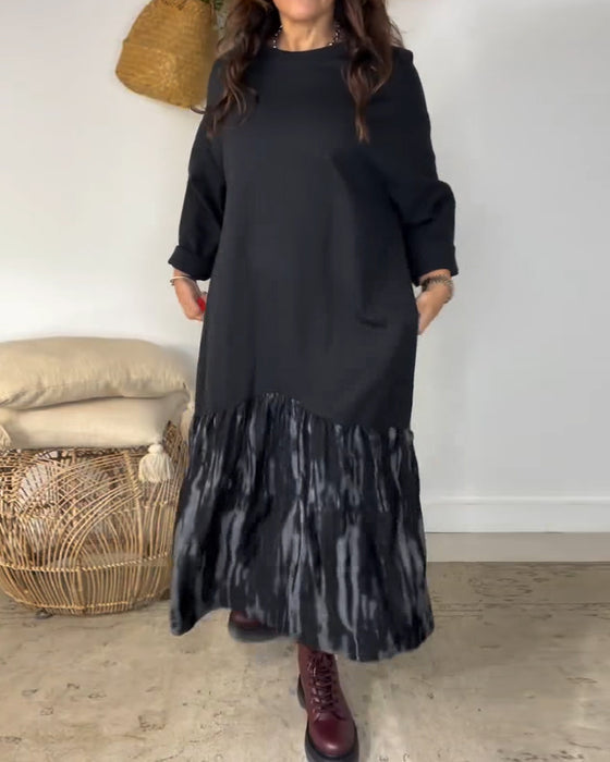 Dragica – Kleid Mit Rundhalsausschnitt Und Unregelmäßigem Patchwork Drucken