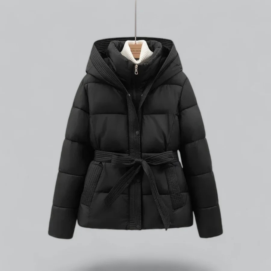 Stylische Daunenjacke Mit Gürtel Für Damen | Winter