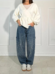 VALESKA - HOSEN MIT HOHER TAILLE UND WEITEM BEIN