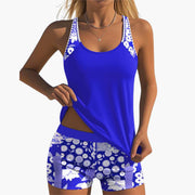 Damen Tankini-Badeanzug-Set mit Blumendruck und Racerback-Ausschnitt