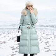 Karin | Damen Schicker Steppmantel mit Gürtel und Kapuze