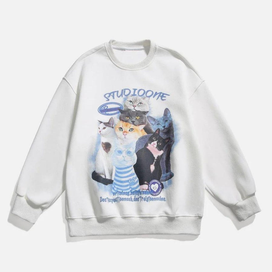 Arietty - Lässiges Sweatshirt mit Katzenmotiv aus Baumwolle