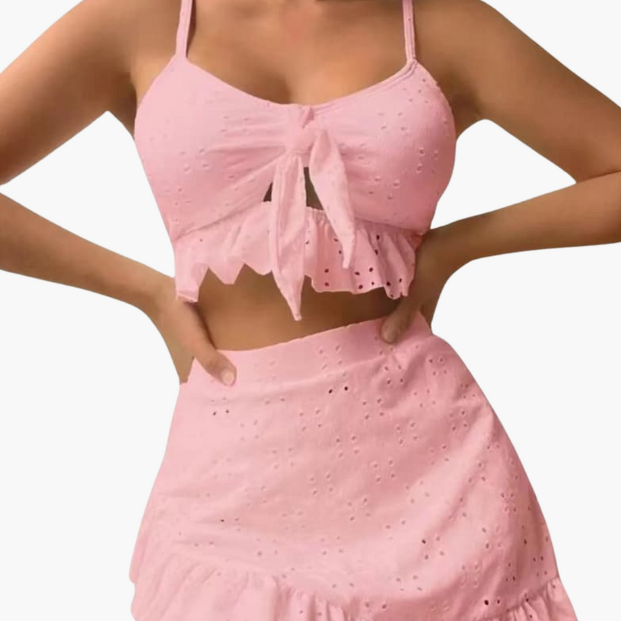Bikini-Set Damen - 3-teilig mit Rüschen & High-Waist Design