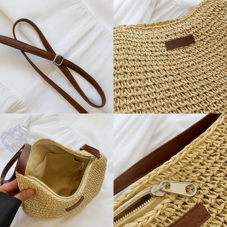 Eryln Strohumhängetasche | Beige