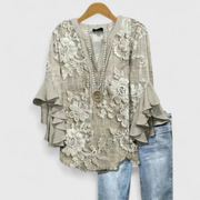 Viviane | Damen Blumen Rüschenärmel Casual Top