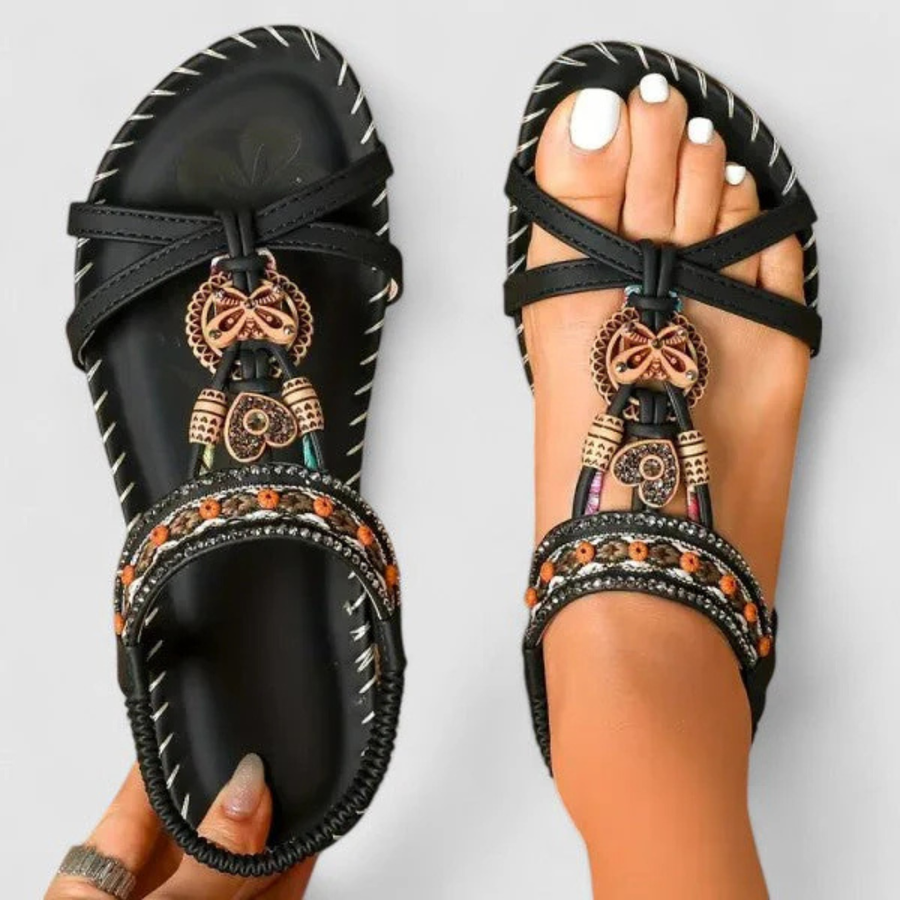 Viola | Damen Riemchen Flache Offene Zehen Sandalen