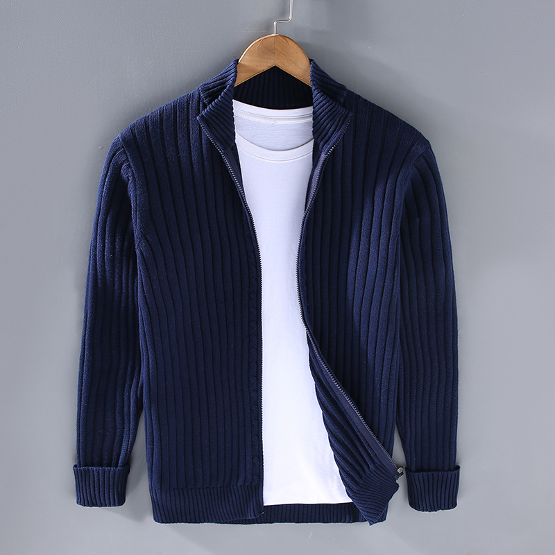 Herren Strickjacke Mit Reißverschluss | Geripptes Design Für Alltag