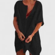 Sabina | Damen Lockeres Knopfleiste Shorts Strand Überwurf Kleid