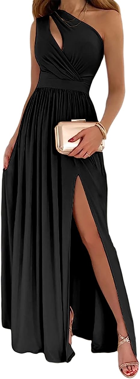 Elegantes Damen-Cocktail-Maxikleid mit Ein-Schulter-Ausschnitt