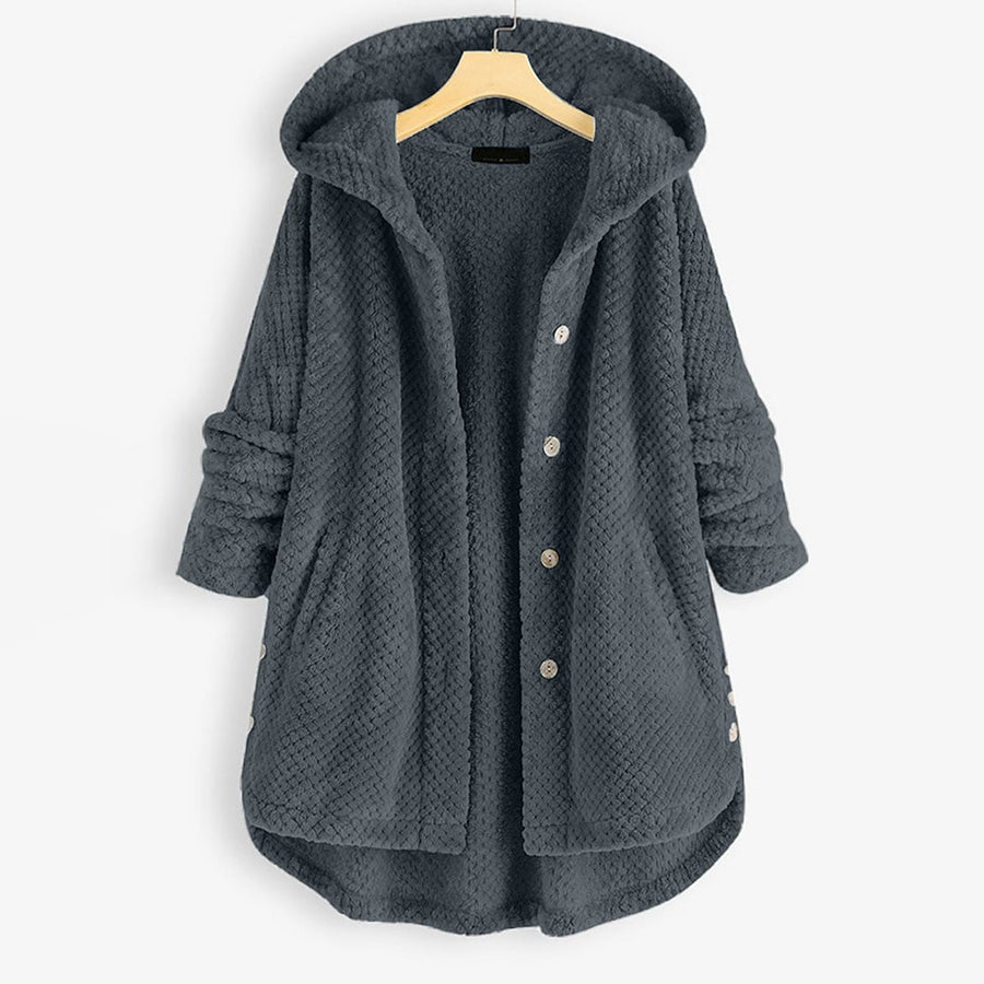 Kuschelige Damen Fleecejacke mit Kapuze – Lässige Winterjacke im Oversize-Look, Verschiedene Farben