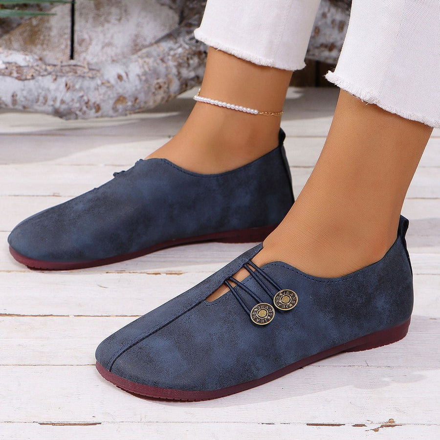 Weiche Wildleder Damen flache Schuhe mit handgefertigten Design - Teresa