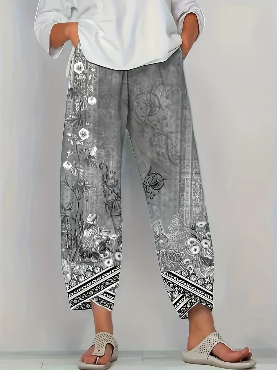 Kayden – Vintage Capri Hose Mit Blumenmuster