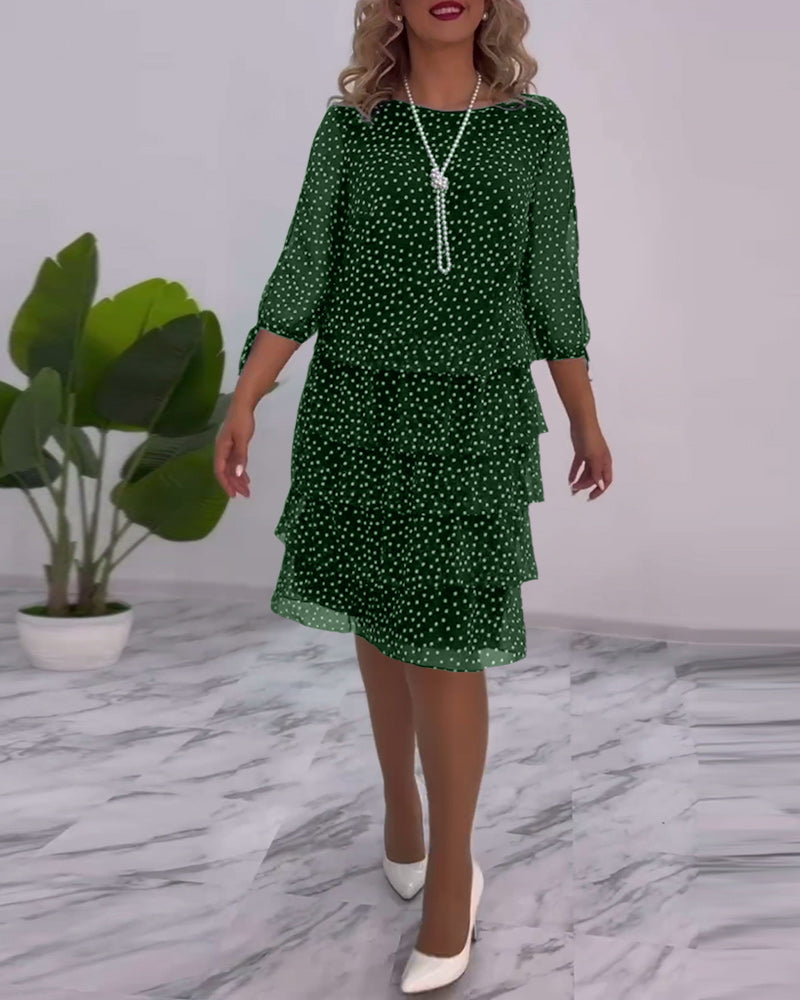 Eralyn – Polka Kleid Mit Stufenrock Und Gebundenen Ärmeln