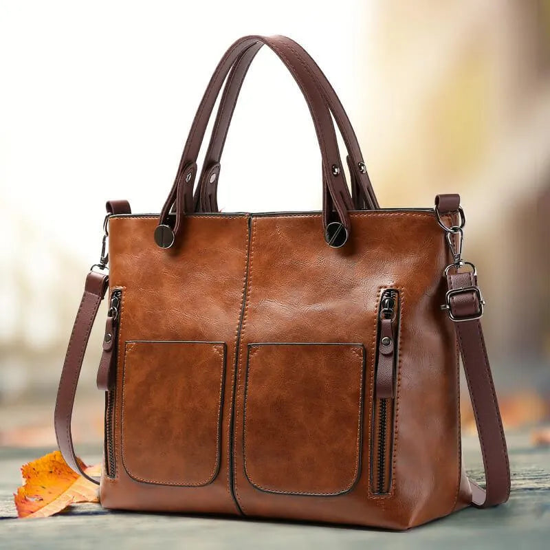 Damen Handgefertigte Vintage Leder Umhängetasche in Stilvollen Farben