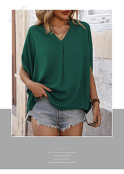 Heidi Mode | Drop Fledermaus Ärmel solide Farbe Shirt Frauen