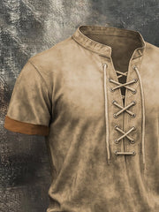 Herren T-Hemd Mit Verwaschenem Gebrauchter Look Und Kordelzug