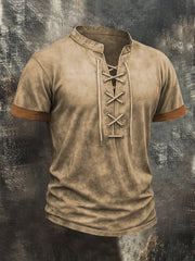 Herren T-Hemd Mit Verwaschenem Gebrauchter Look Und Kordelzug