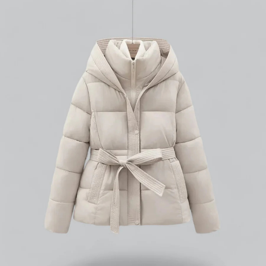 Stylische Daunenjacke Mit Gürtel Für Damen | Winter