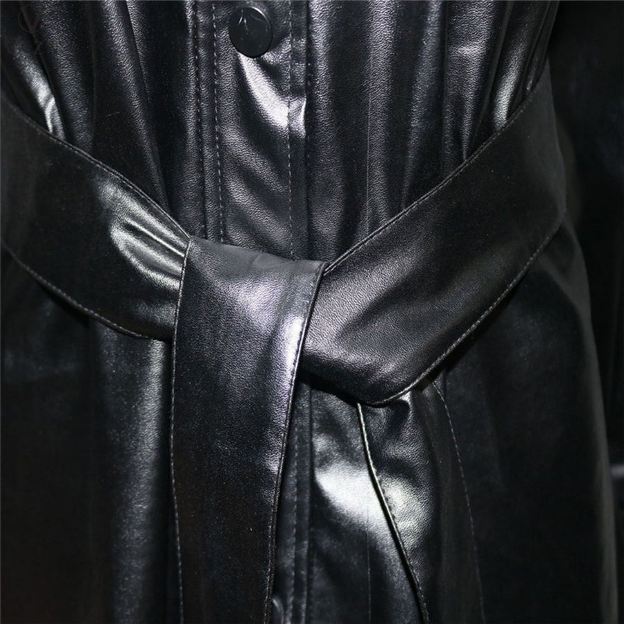 Leichtes | Kunstleder-Hemdkleid mit Gürtel für dich
