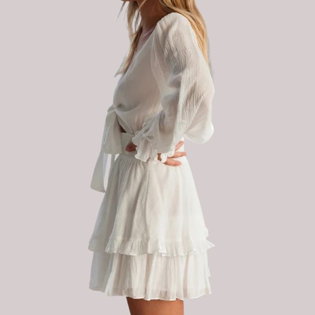 Bequemes | Wickelkleid mit Rüschen und Taillenban für dich