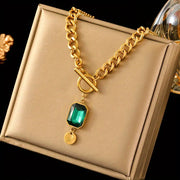 Carlotta® | Collier Pendentif Kette Smaragd Dick Gold