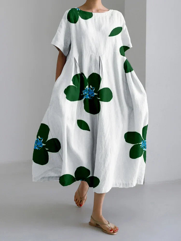 CATERINA | Langes Sommerkleid mit Lebendigen Blumen und Weicher Bequemlichkeit für Sonnige Tage