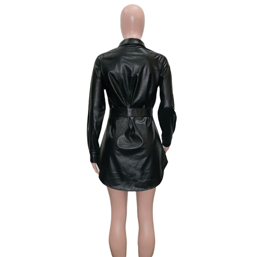 Leichtes | Kunstleder-Hemdkleid mit Gürtel für dich