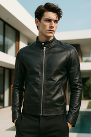 Neil | Lederjacke mit Stehkragen