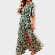 Sabine - Elegantes Wickel-Maxikleid mit Fließendem Schnitt