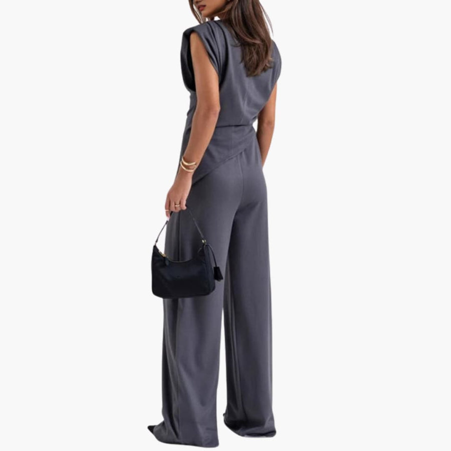 Zweiteiler Damen - Eleganter Hosenanzug mit weitem Bein