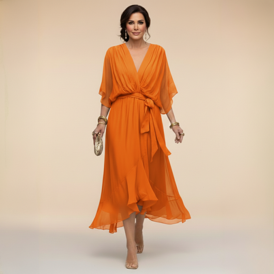 MARTA™ | CHIFFONKLEID MIT V-AUSSCHNITT