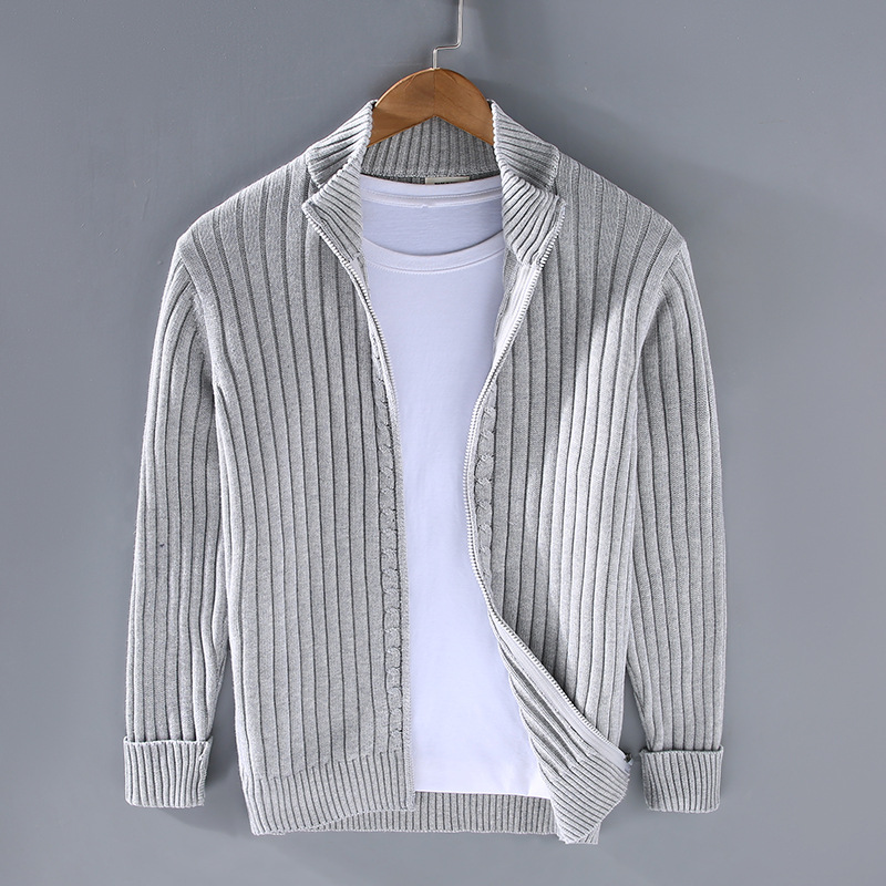 Herren Strickjacke Mit Reißverschluss | Geripptes Design Für Alltag
