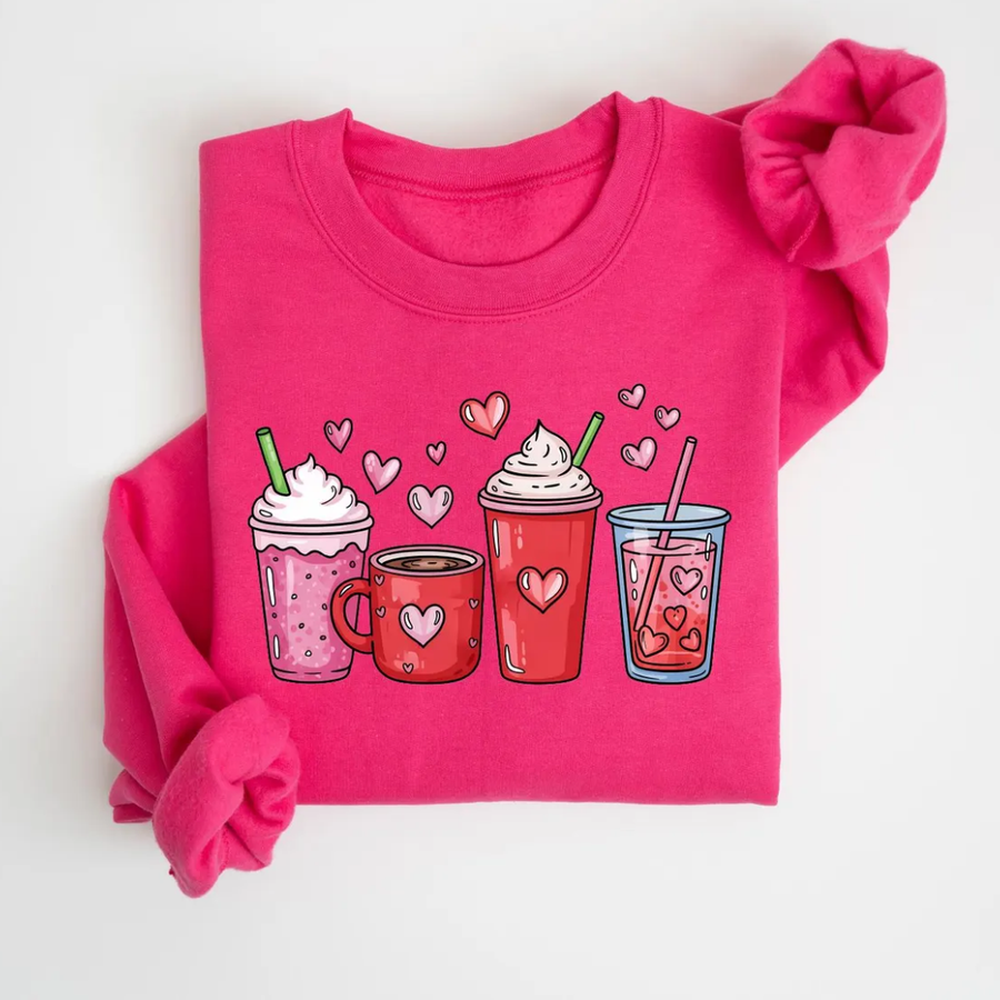 Alina | Damen Sweatshirt Kaffee-Thema stilvoll getragen