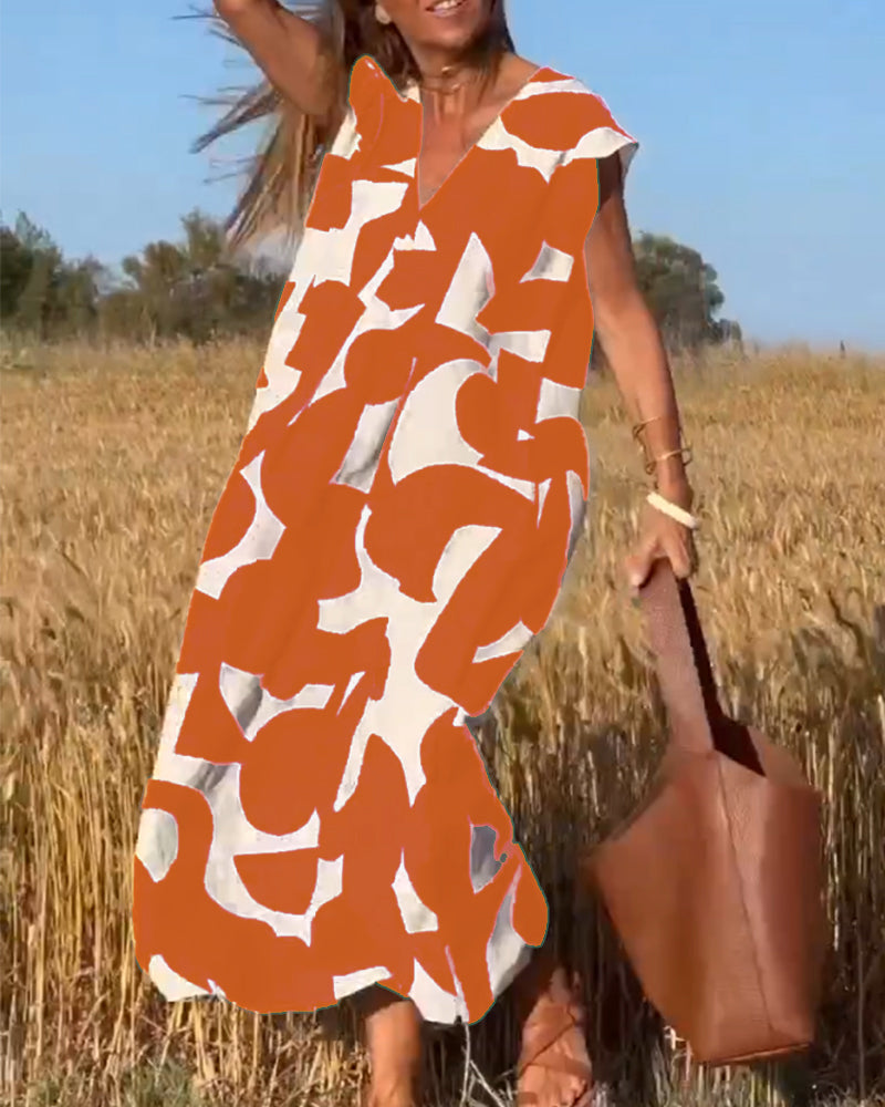 Sarinya - Bedrucktes Kleid Mit V-Ausschnitt