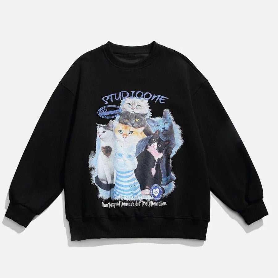 Arietty - Lässiges Sweatshirt mit Katzenmotiv aus Baumwolle
