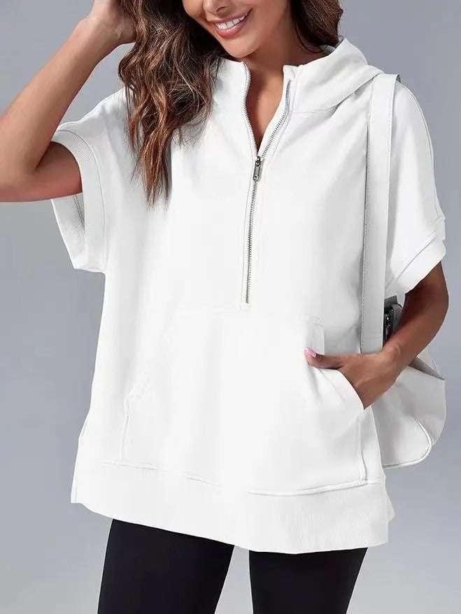 Heidi-Mode | Lässiger Kurzarm-Kapuzenpullover