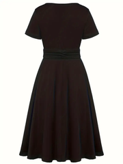 Nora | V-Ausschnitt Midikleid Asymmetrischer Saum