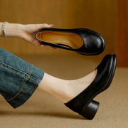 Damen Braune Leder Plateau Pumps Mit Blockabsatz – Stilvolle Heels