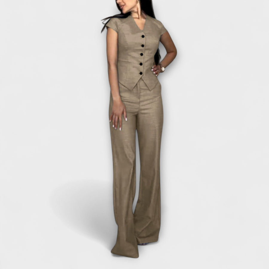 Ivy - Elegantes V-Ausschnitt Top mit passender Hose