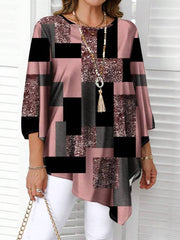 Nurit - Karierte Oversize Bluse Mit Kurzarm Und Drucken