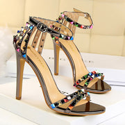 Römische Damen-Sandalen mit Metallic-Applikationen - Valeria