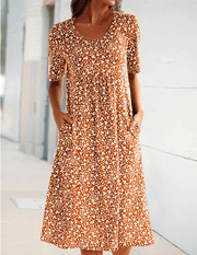 XANDRA - MIDI-KLEID MIT KURZEN ÄRMELN