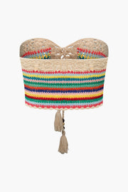 Naila | Boho-Strick-Zweiteiler mit Bustier & Shorts